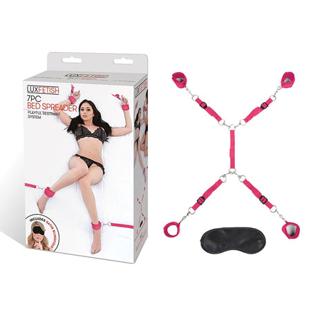 Lux Fetish 7-Piece Bed Spreader Playful Restraint System Hot Pink-0
